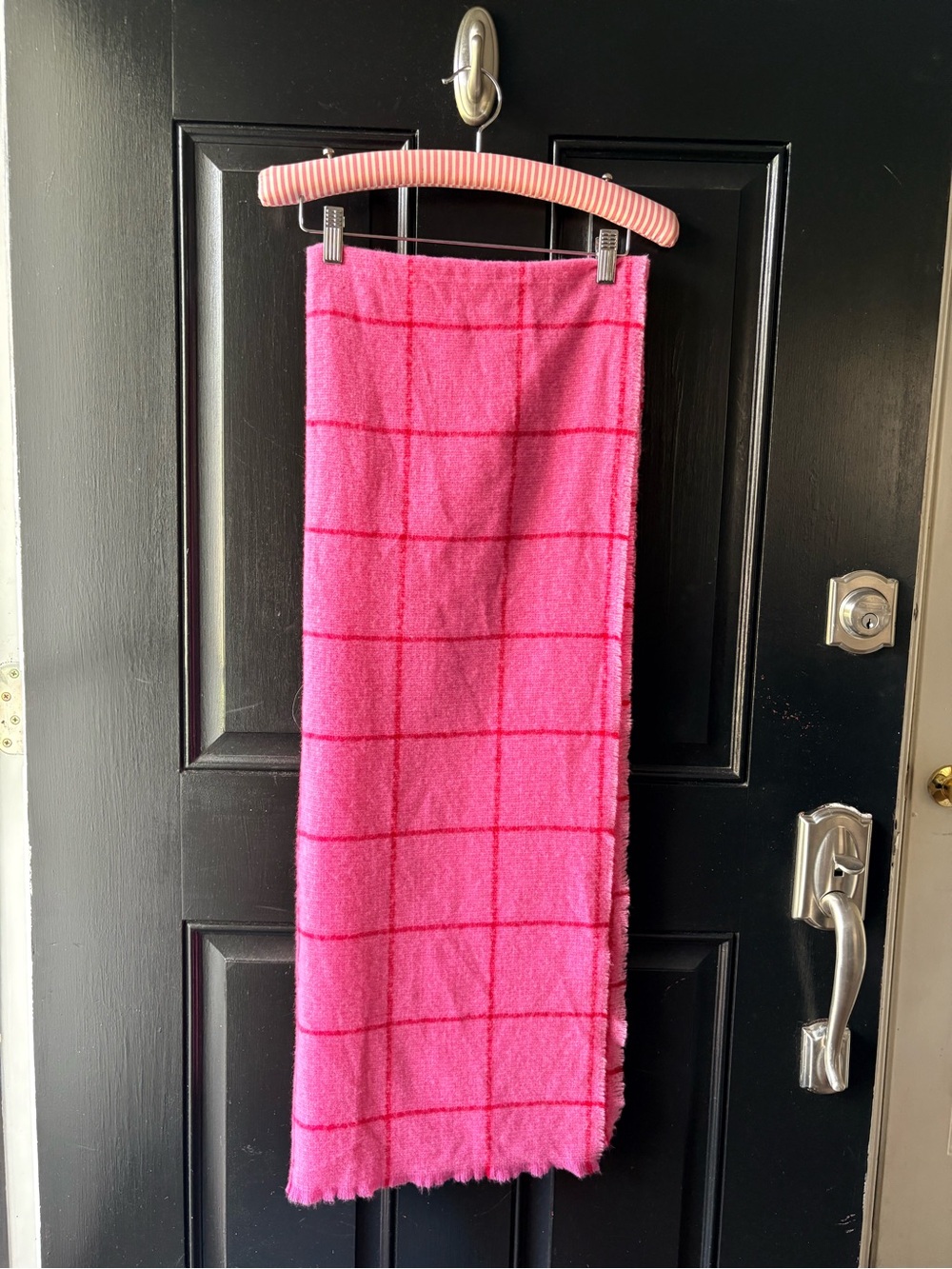 Pink & Red Striped Acrylic Wool Scarf